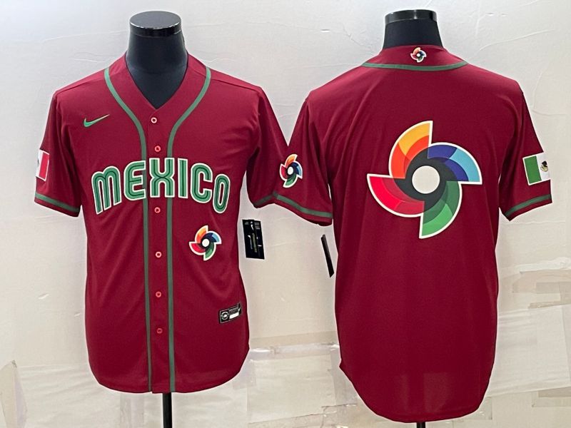 Men 2023 World Cub Mexico Blank Red Nike MLB Jersey3->more jerseys->MLB Jersey